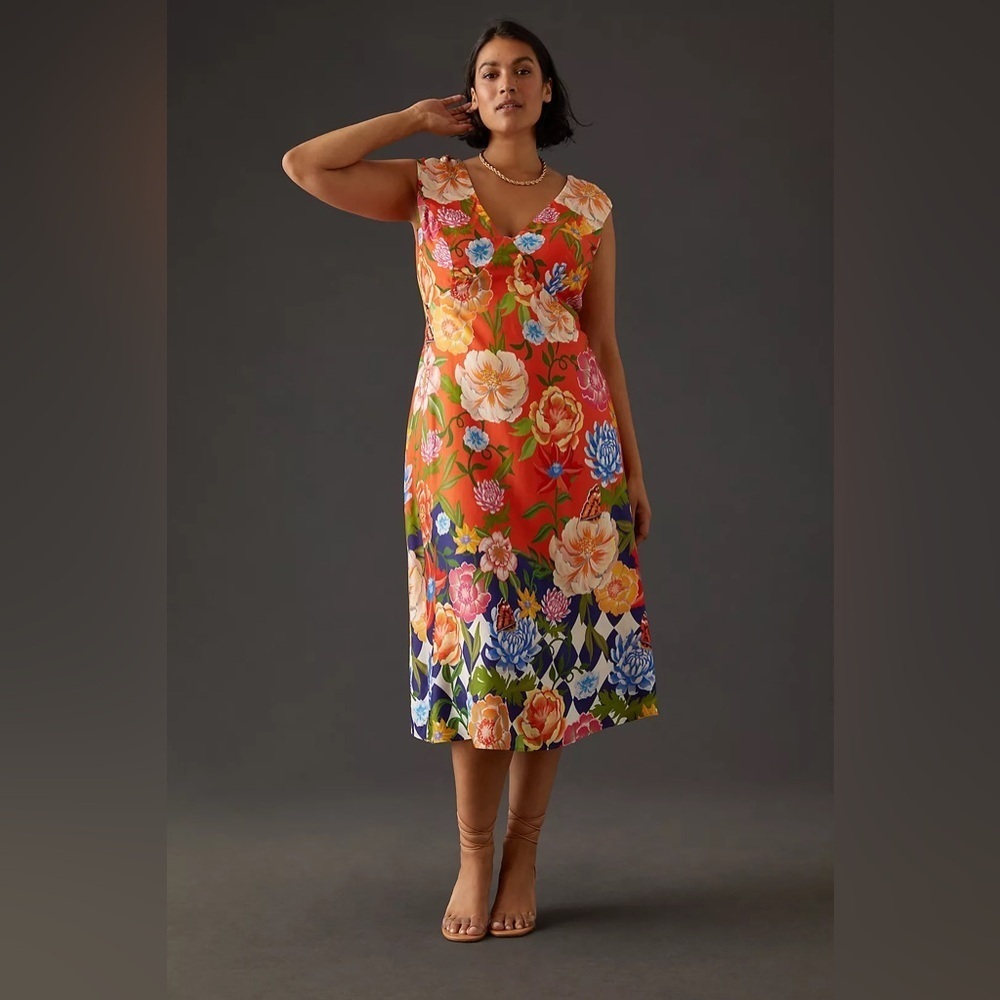 Anthropologie Painterly Open-Back Midi Dress Size 2X